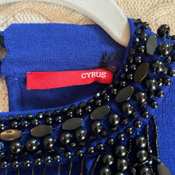 NEW! Cyrus Rich Blue Viscose Top With Jeweled Neckline Women’s Size Large - Picture 15 of 15